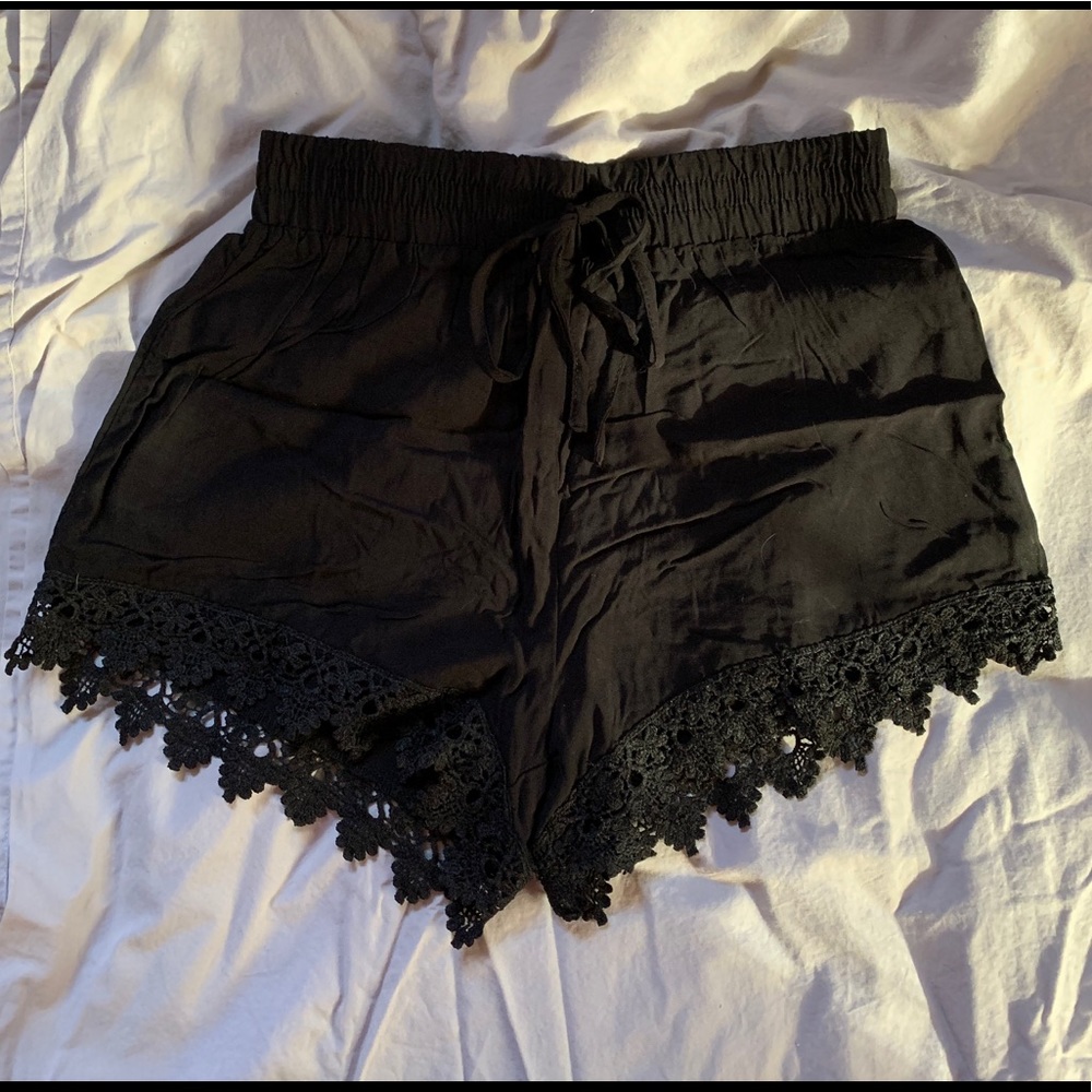 Black lace trimmed shorts size S